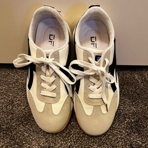 White and Black Athletic Sneakers - Women's Running Shoes